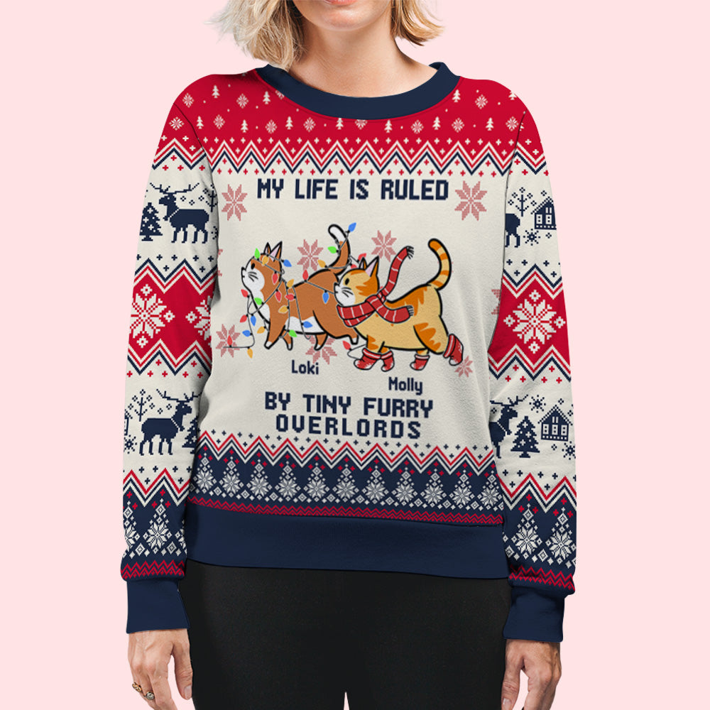 Tiny Furry Overlord - Customizable All-Over-Print Polyester Blend Unisex 8.8 oz Sweatshirt for Pet Lovers