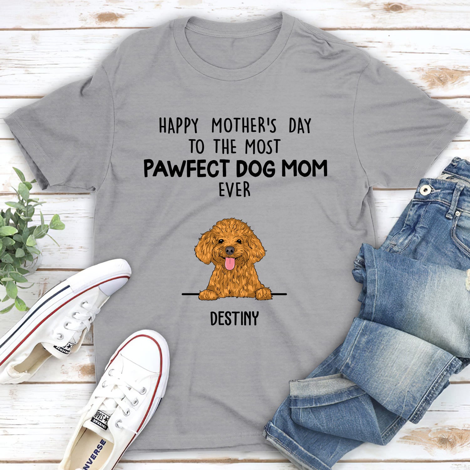 Pawfect Dog Mom - Customizable Personalized Unisex 5.3 oz T-shirt for Pet Lovers