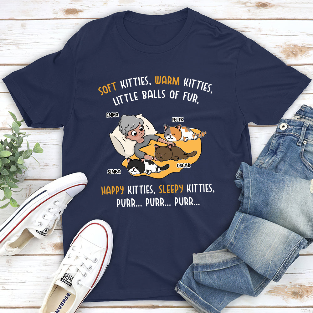 Happy Kitty Sleepy Kitty - Personalized Custom Unisex 5.3 oz T-shirt for Pet Lovers