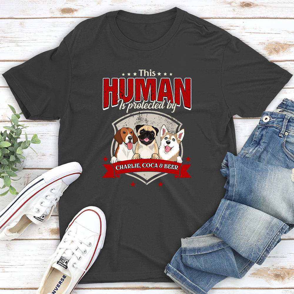 Human Is Protected - Personalized Custom Unisex 5.3 oz T-Shirt for Pet Lovers
