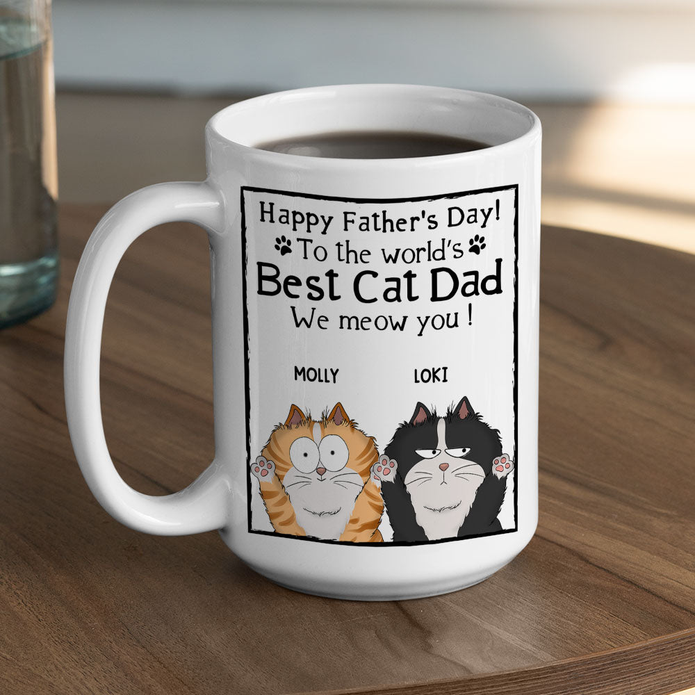 Meow My Cat Dad - Customizable Personalized Coffee Mug for Pet Lovers