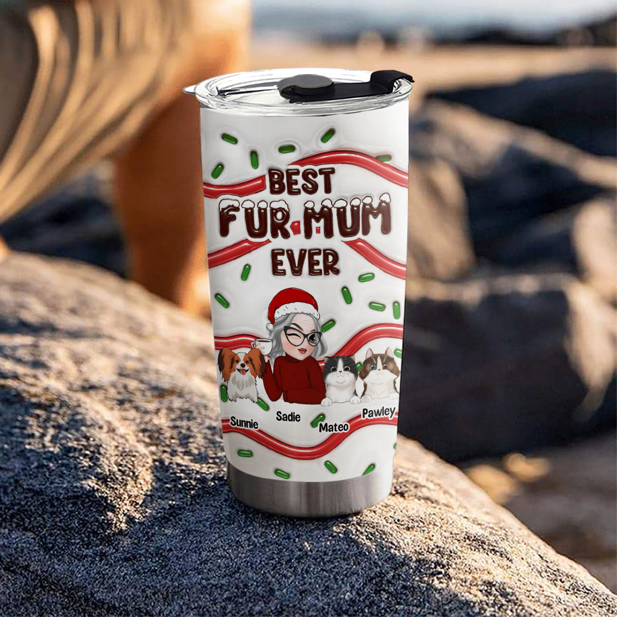 Top-Rated Personalized Custom 3D Inflated Effect Tumbler for Fur Moms