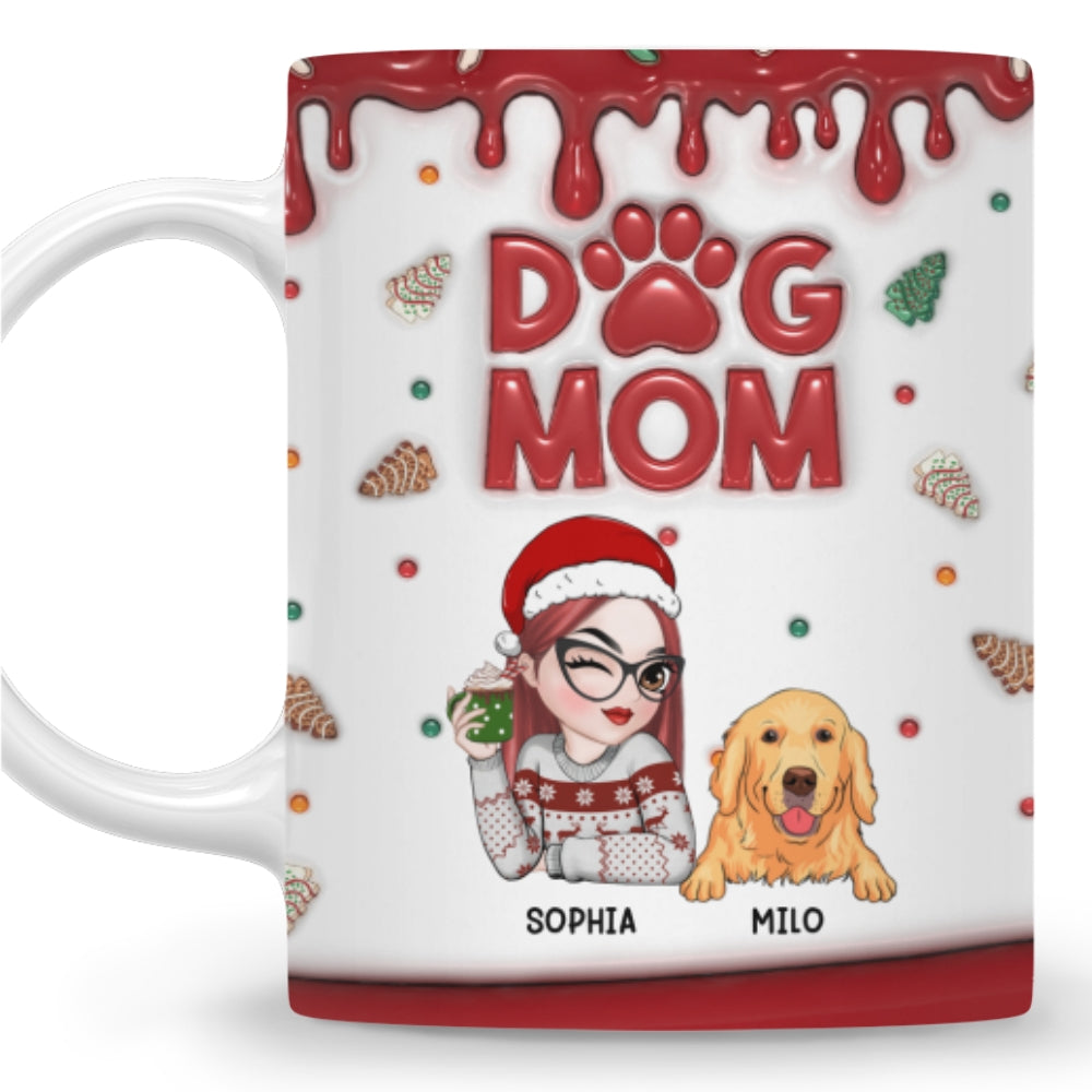 Charming Personalized Custom 3D Inflated Effect Lovely Dog Mom Cake Mug - 11oz