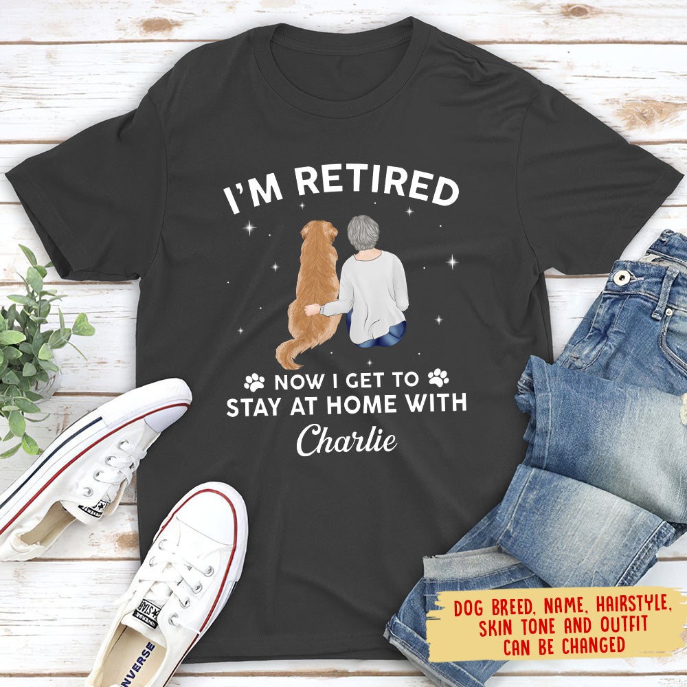 Stay At Home With Your Beloved Dog - Personalized Custom Premium Men's 4.2 oz T-shirt