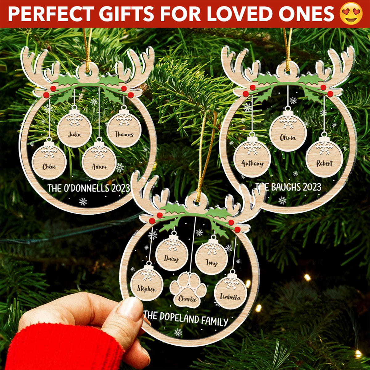 Unique Personalized Custom Paw Charm 4 Acrylic Christmas Ornament