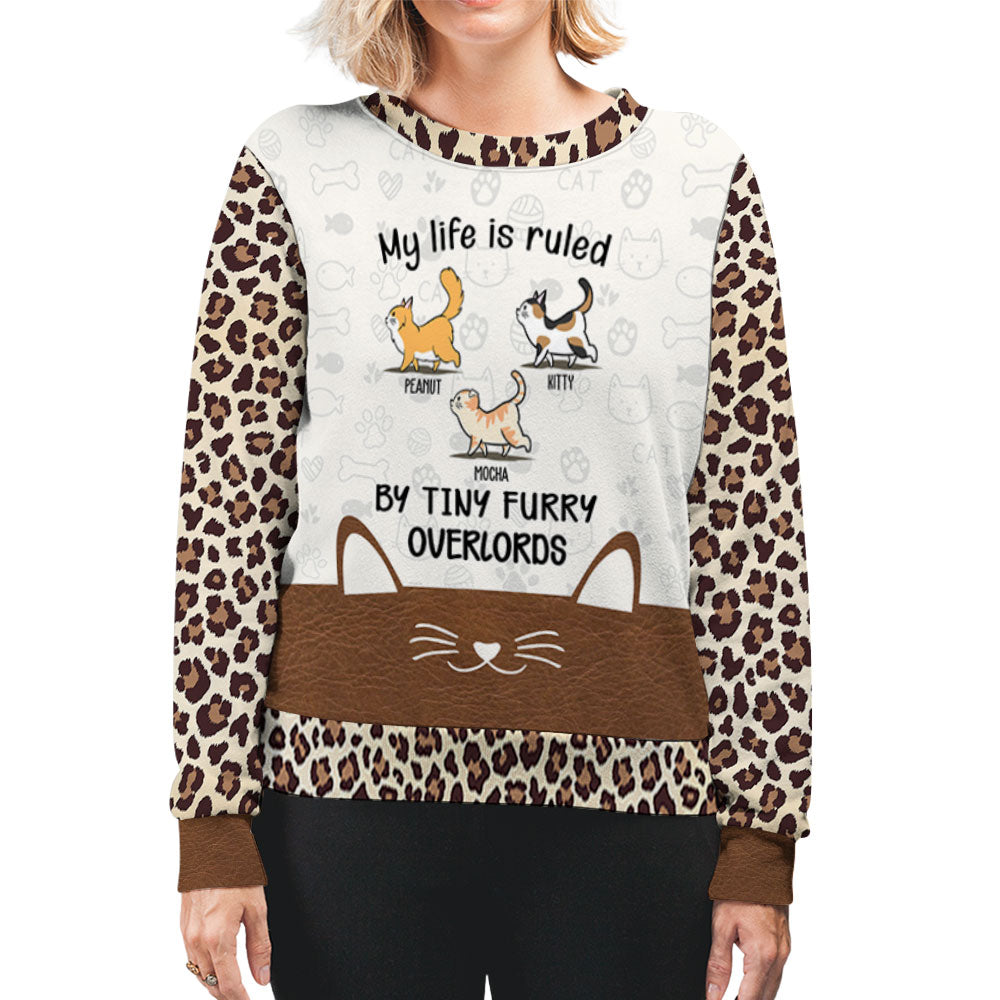 My Life is Ruled by Cats - Personalized Custom All-Over-Print Unisex 8.8 oz Polyester Blend Sweatshirt for Pet Lovers