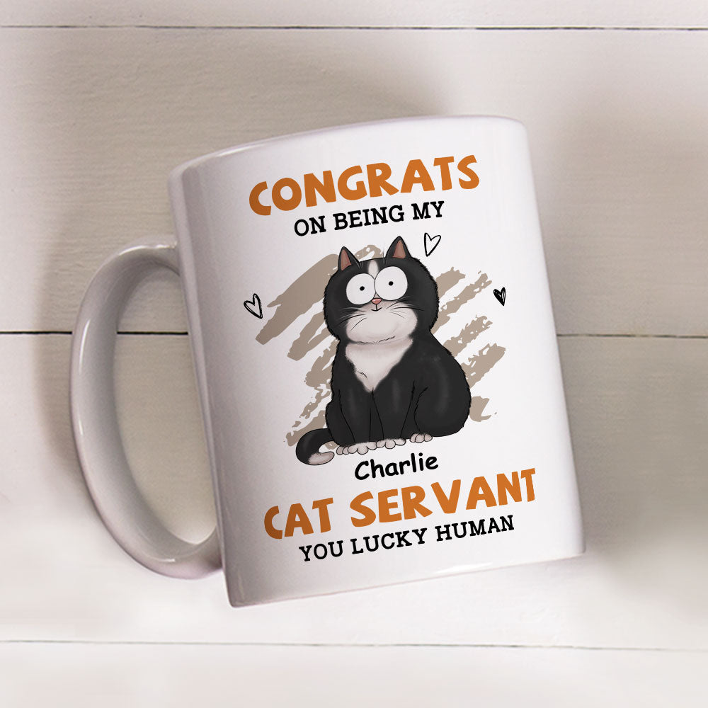 Exclusive Congrats Cat Servant Personalized Custom Coffee Mug for Pet Lovers
