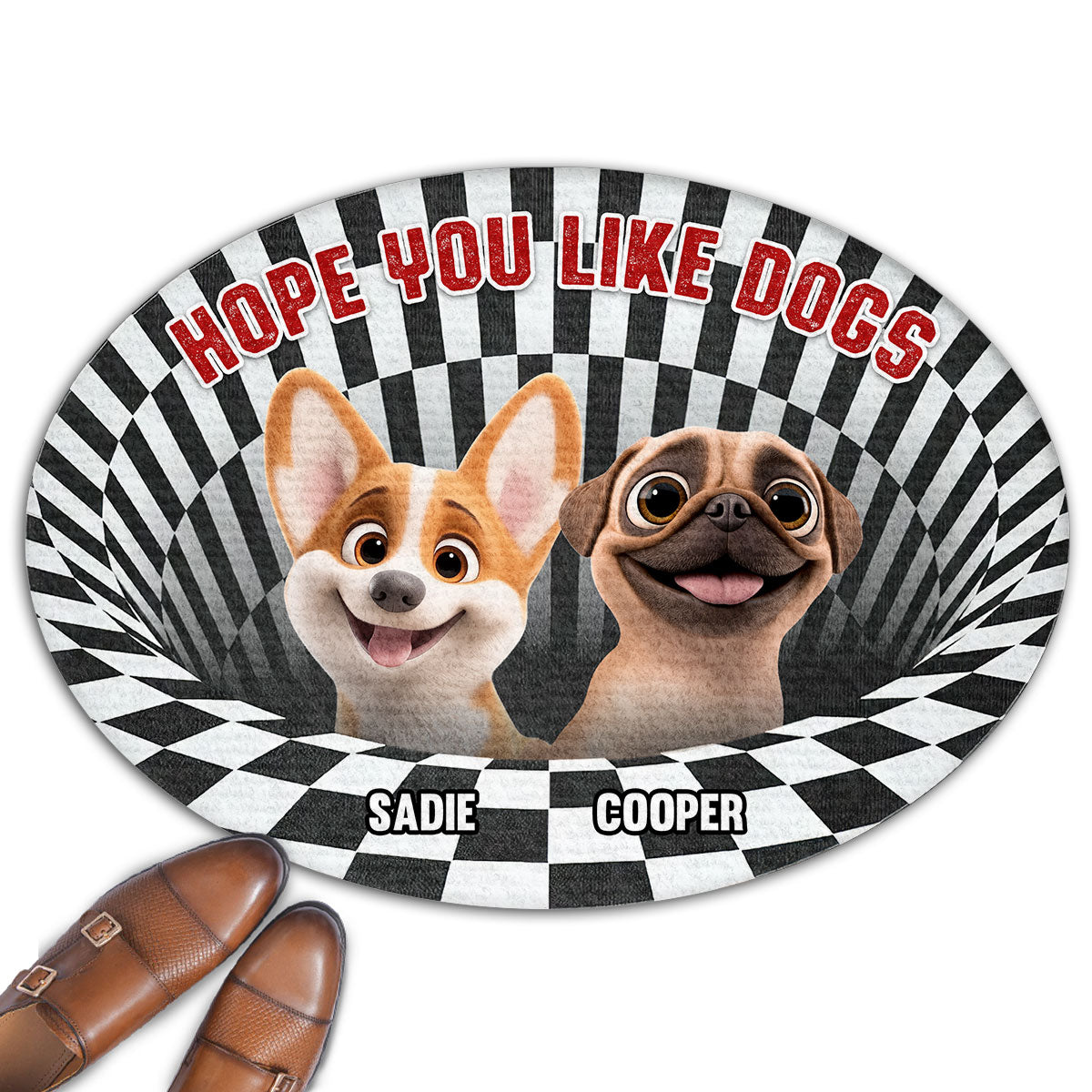 Adorable Hope You Like Dogs Cartoon - Personalized Custom Doormat with Your Pet's Picture