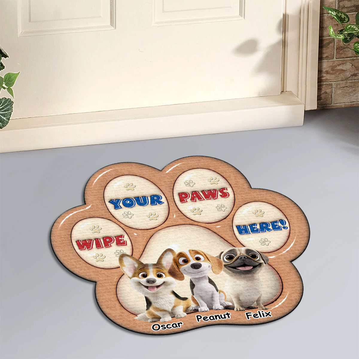 Personalized Custom 3D Inflated Effect Doormat - Wipe Your Paws Here, Human! Ideal for Pet Lovers