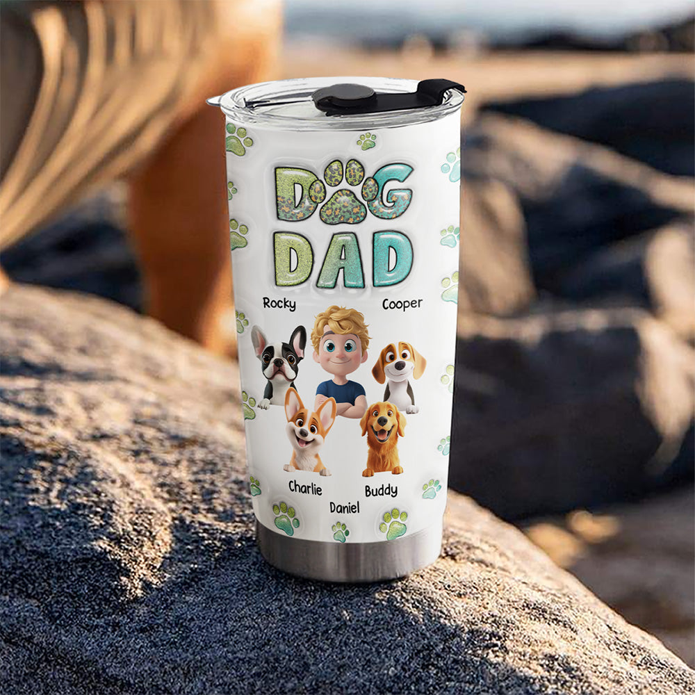 Dog Dad Handsome Chibi Version 2 - Personalized Custom 3D Inflated Effect 20oz Stainless Steel Tumbler for Ultimate Drink Insulation