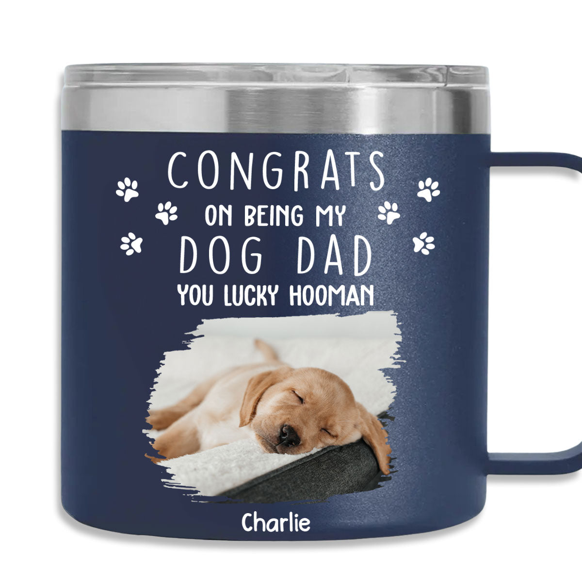 Personalized Custom 14oz Stainless Steel Tumbler With Handle - Ideal Thank You For Putting Up Photo Gift