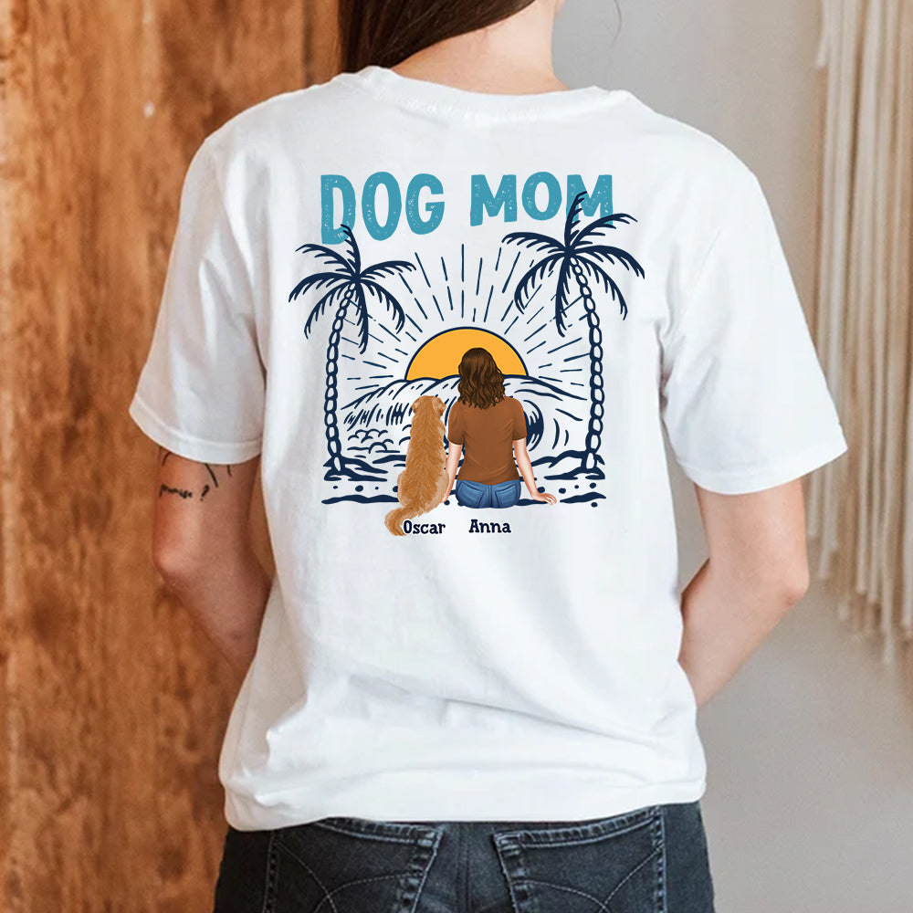 Unique Personalized Custom Unisex Dog Mom Beach Vibes T-shirt