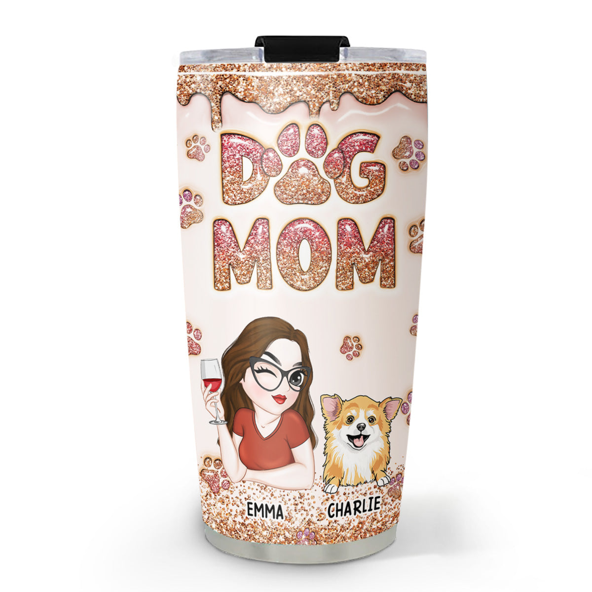 Exquisite Personalized Custom 3D Inflated Effect Tumbler for Lovely Dog Moms