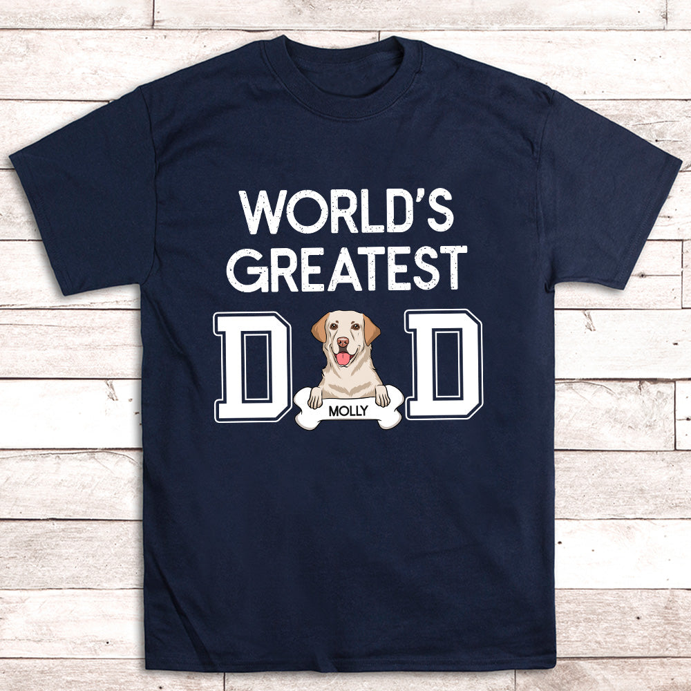 Greatest Dad Peeking - Personalized Custom Unisex 5.3 oz T-shirt for Pet Lovers
