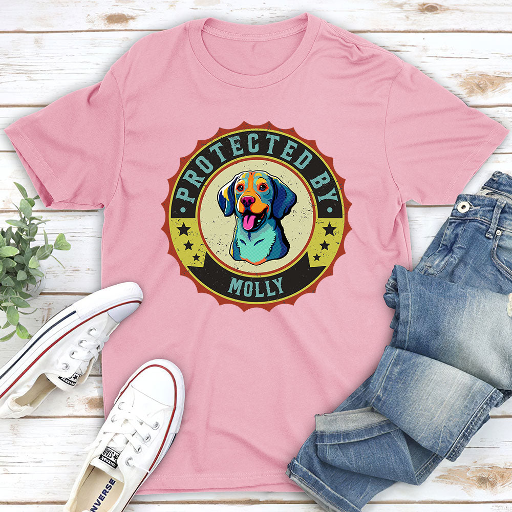 Protected By Dogs Ver 2 - Personalized Custom Unisex 5.3 oz T-Shirt for Pet Lovers