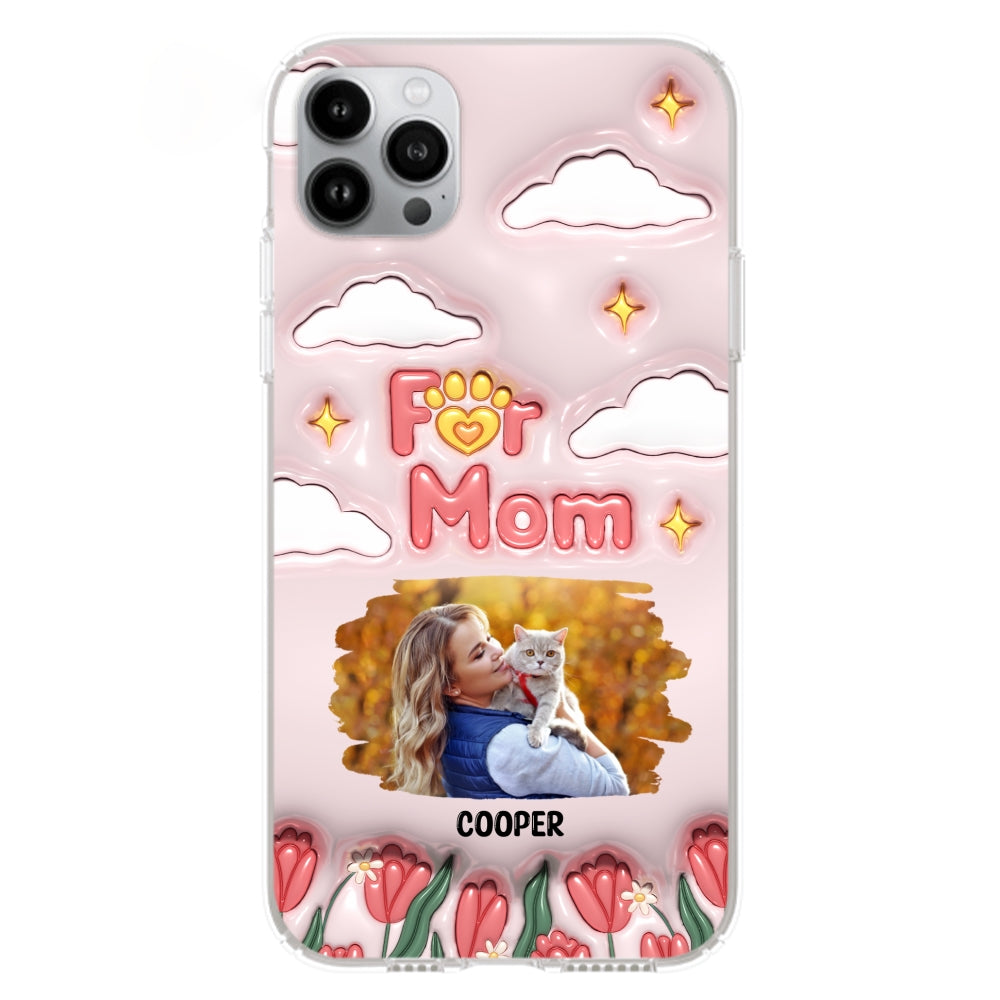 Personalized Custom 3D Inflated Effect 'I Love My Fur Mom' Photo Phone Case - Stylish and Protective