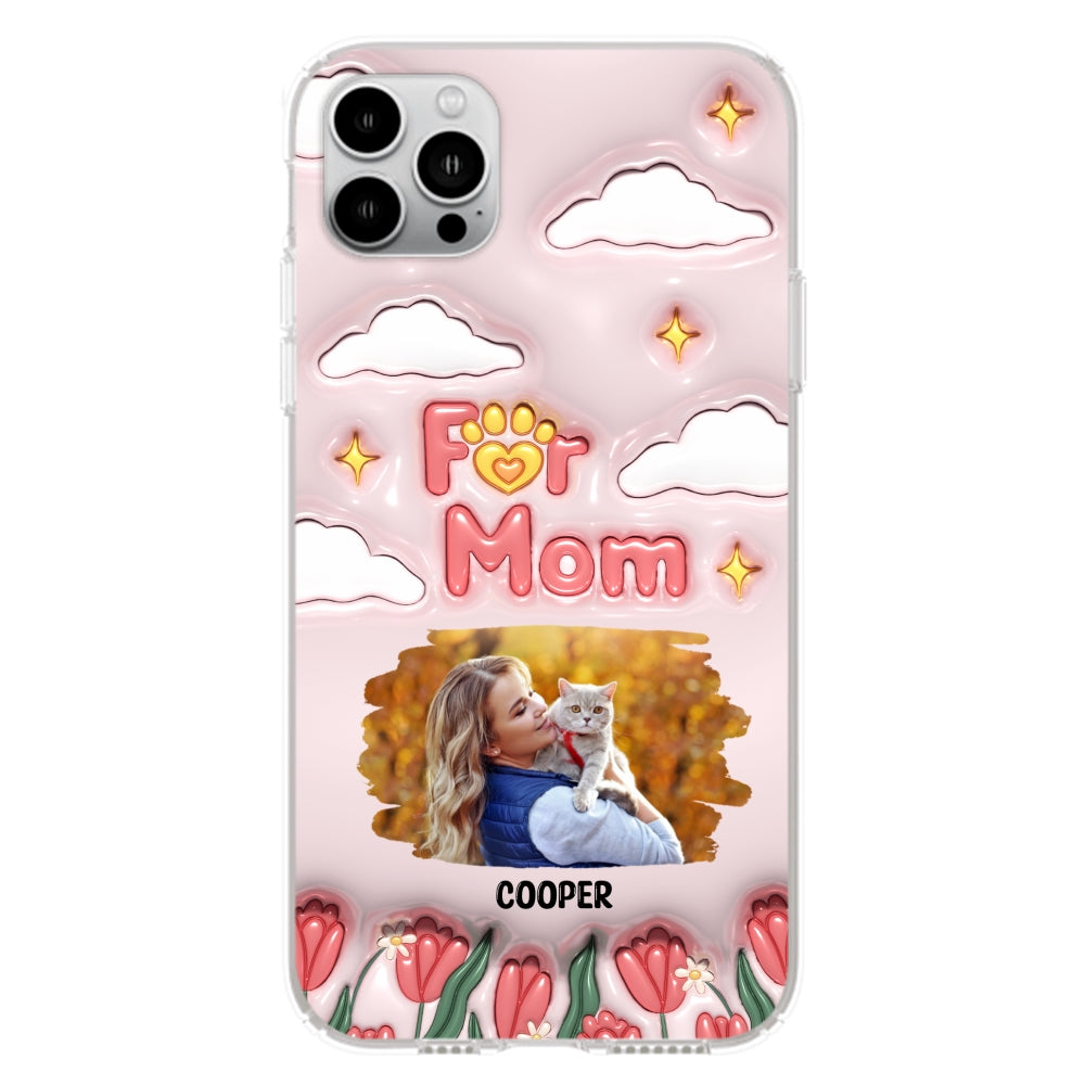 Personalized Custom 3D Inflated Effect 'I Love My Fur Mom' Photo Phone Case - Stylish and Protective