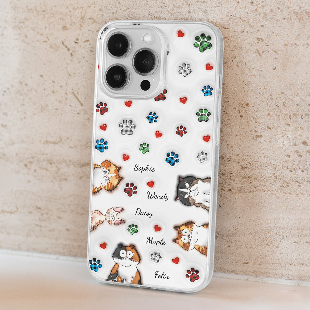 Charming Personalized Custom 3D Inflated Effect Phone Case for Lovely Cat Lovers