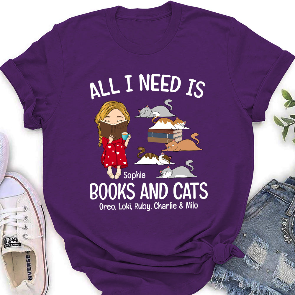 Books And Cats - Exclusive Personalized Custom Women's T-Shirt for Pet Lovers