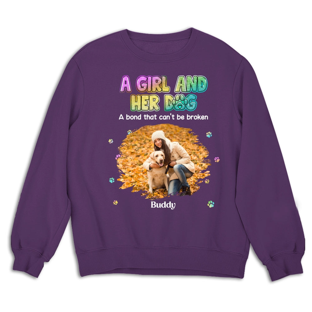 Personalized Custom A Girl And Her Dog Photo Unisex 8.0 oz Sweatshirt - Ideal Gift for Pet Lovers