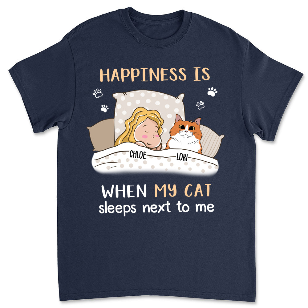 Cats Sleep Next To - Personalized Custom Unisex 5.3 oz T-shirt for Pet Lovers