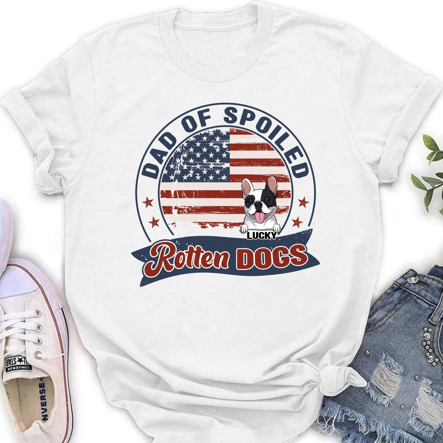 Personalized Custom Women's T-shirt for Proud Mom and Dad of Spoiled Rotten Dogs