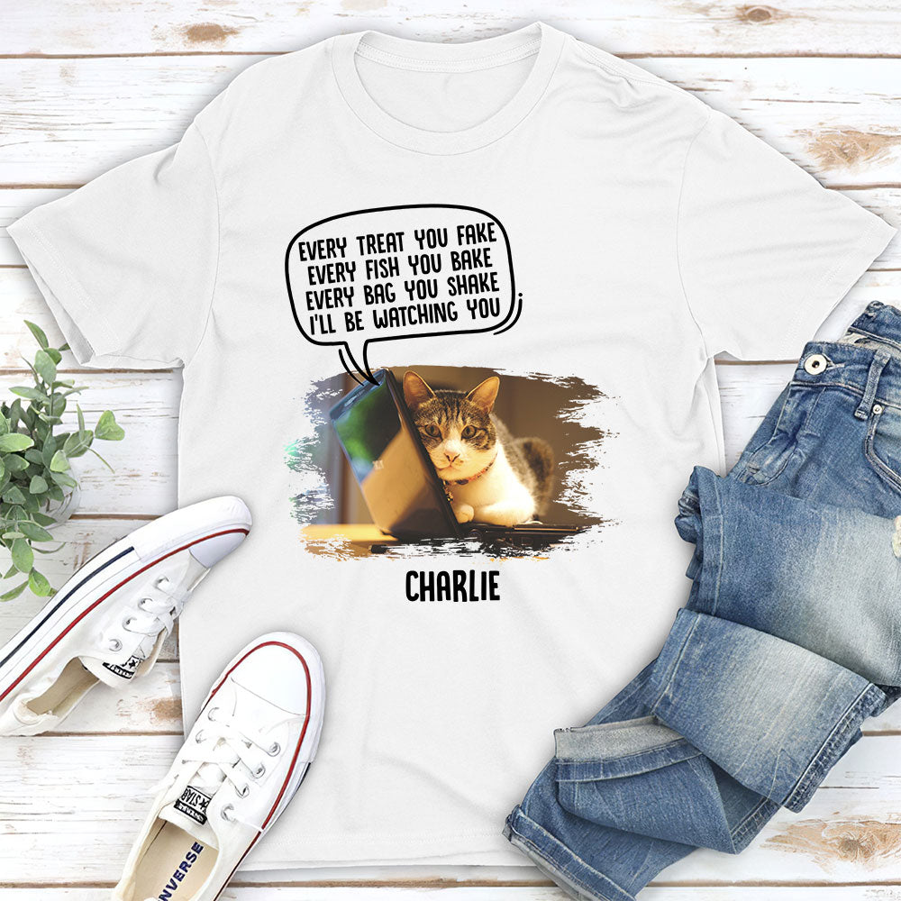 Unique Watching You Cat Butt Personalized Custom Unisex T-shirt for Pet Lovers