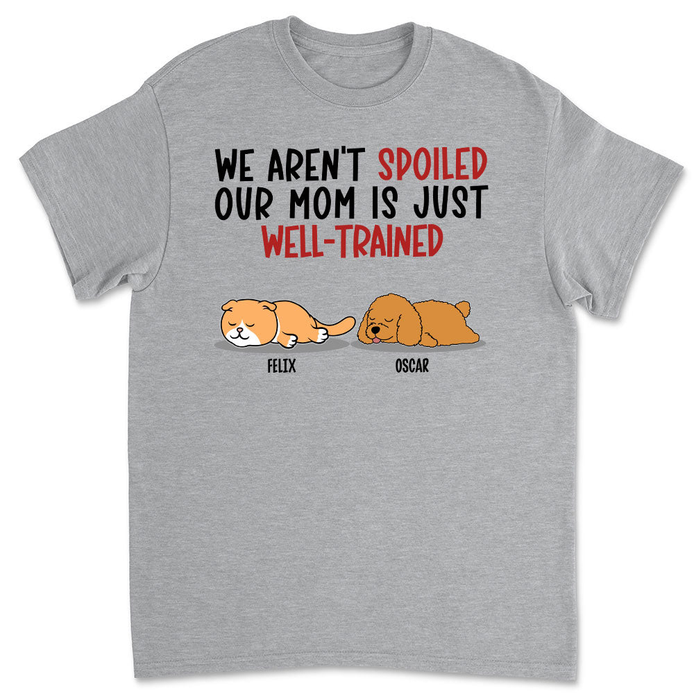 Spoiled Pet & Well Trained Dad - Personalized Custom Unisex 5.3 oz T-shirt for Pet Lovers