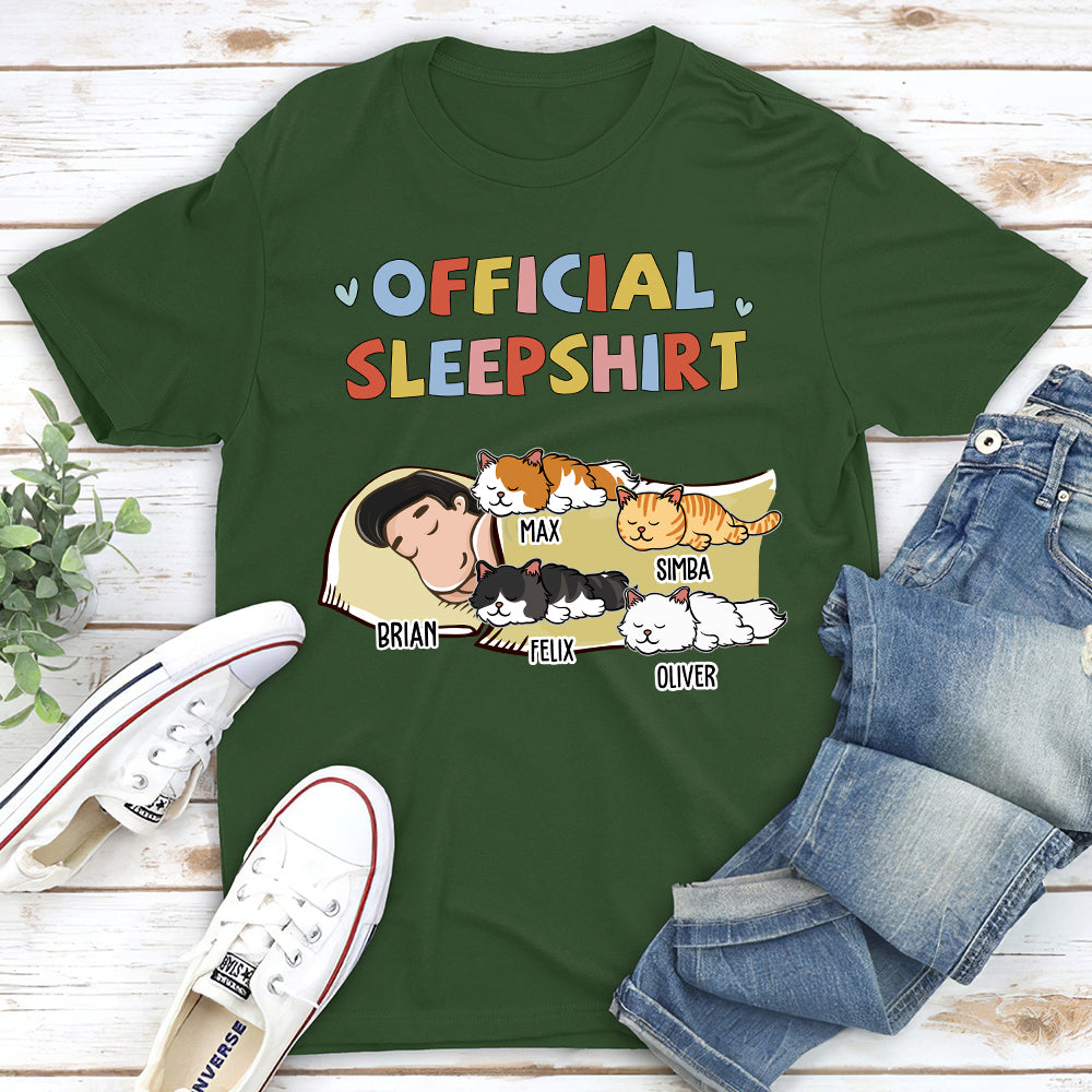 Sleeping Cat Personalized Custom Unisex 5.3 oz Sleepshirt T-shirt - Ideal Gift for Pet Lovers