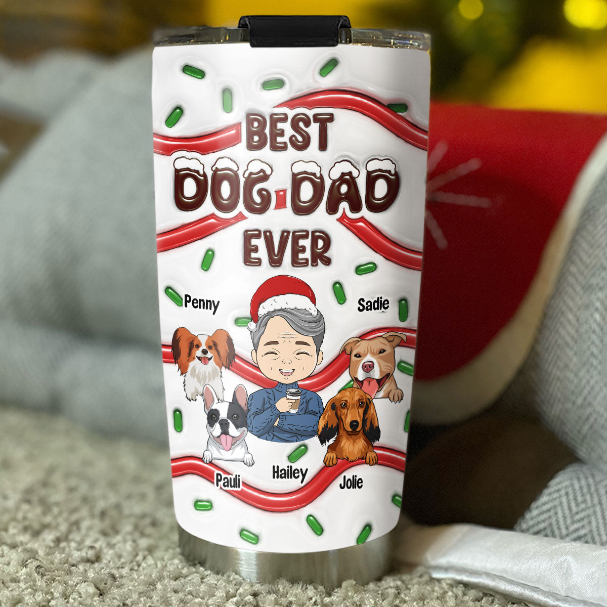 Top-Rated Personalized Custom 3D Inflated Effect Tumbler for Dog Dads and Moms