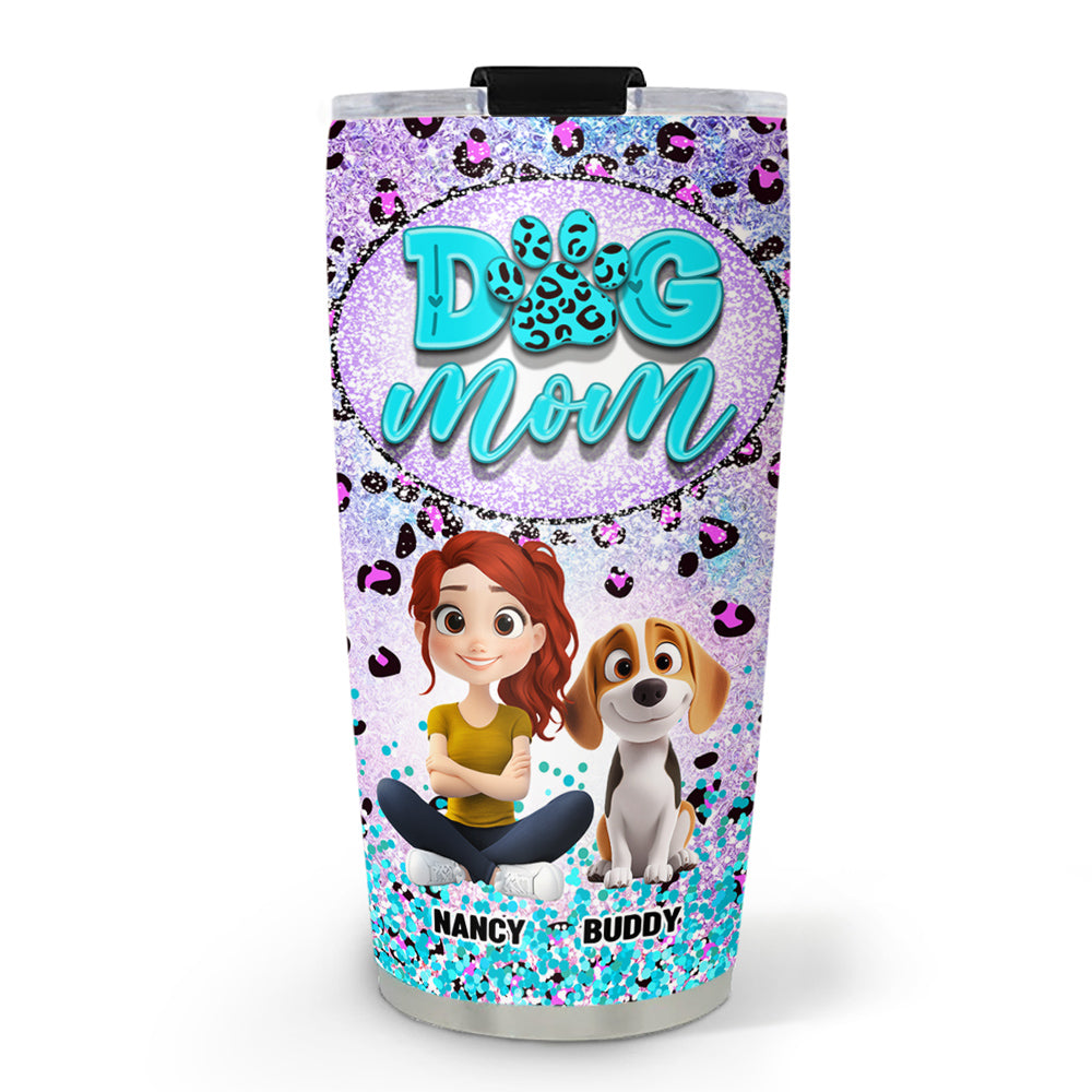 Stylish Dog Mom Paw Leopard Personalized Custom 20oz Tumbler