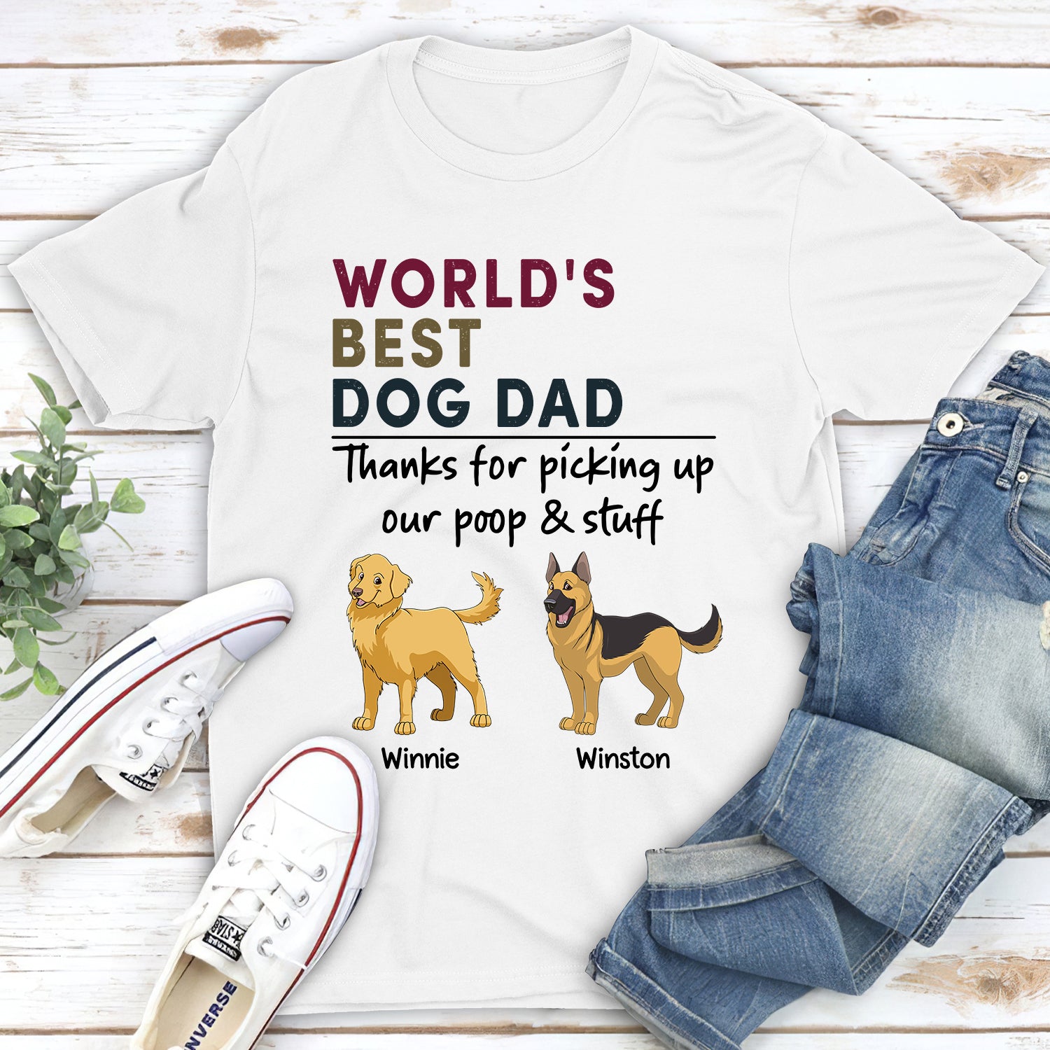 Best Dog Mom/Dad Retro - Personalized Custom Unisex 5.3 oz T-shirt for Pet Lovers
