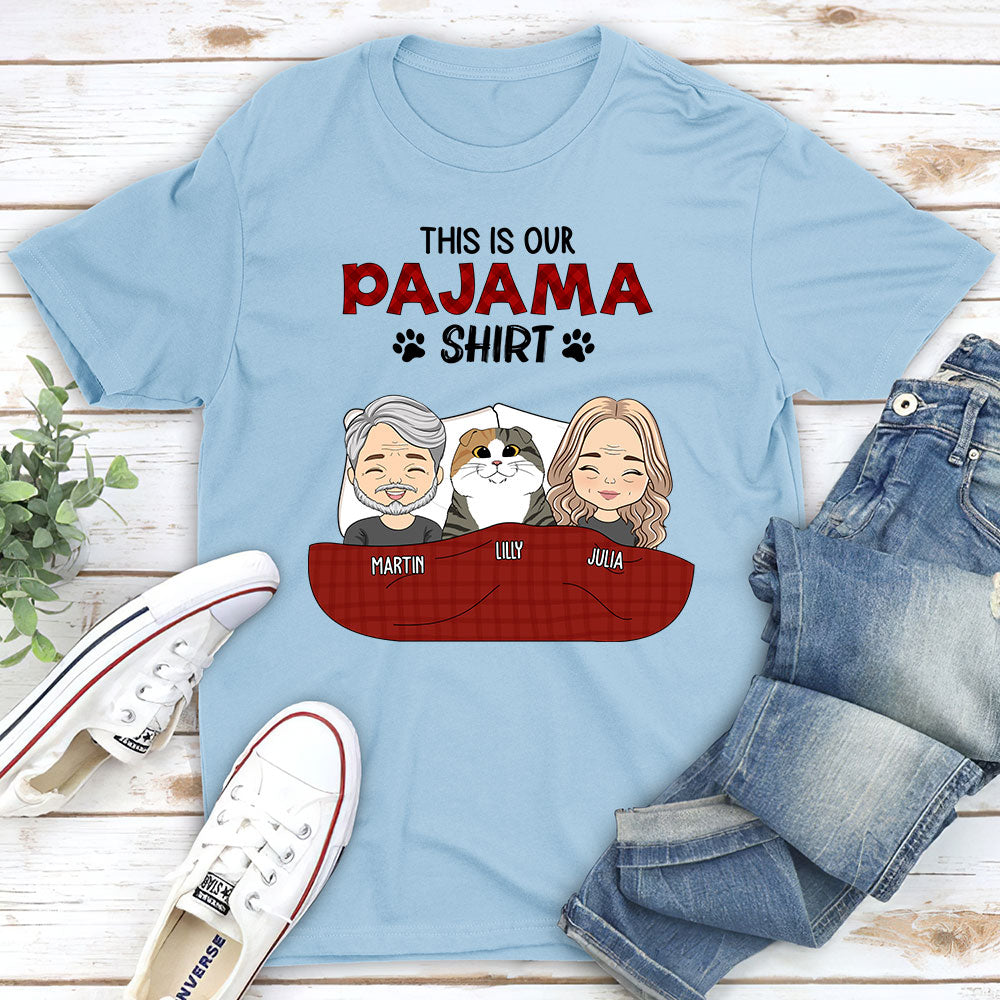 Personalized Custom Unisex Pajama Shirt Couple T-shirt - Ideal for Pet Lovers