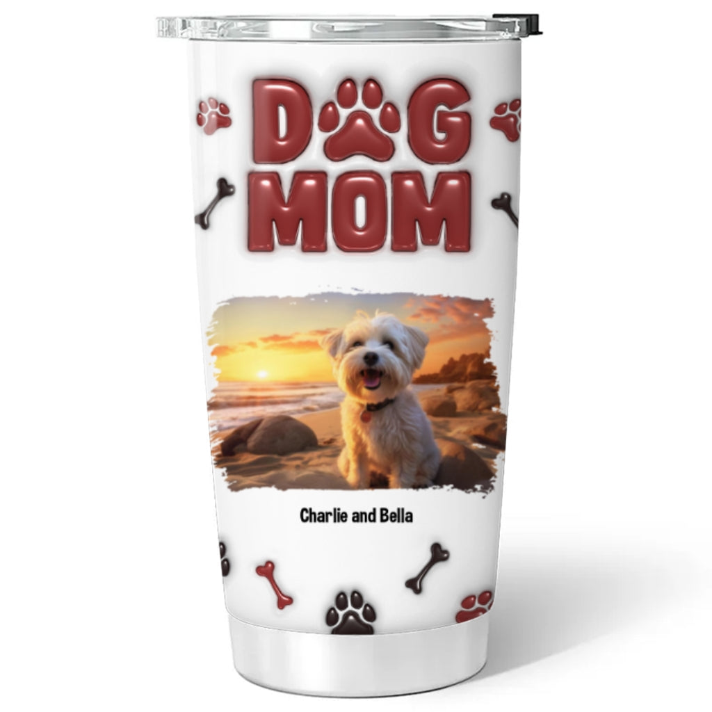 Adorable Dog Mama Personalized 3D Inflated Effect Custom Tumbler - 20oz High - Quality Stainless Steel