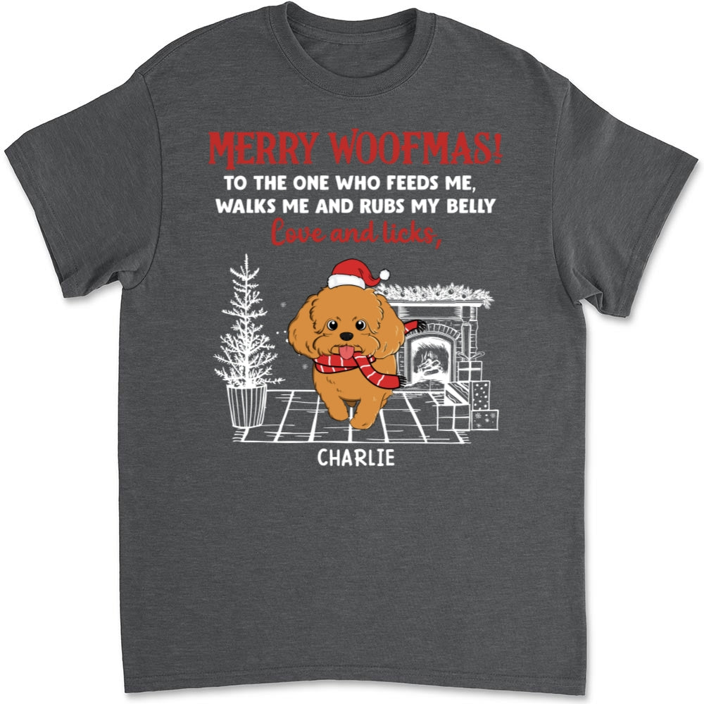 Love And Licks, Merry Woofmas - Personalized Custom Unisex 5.3 oz T-shirt for Pet Lovers