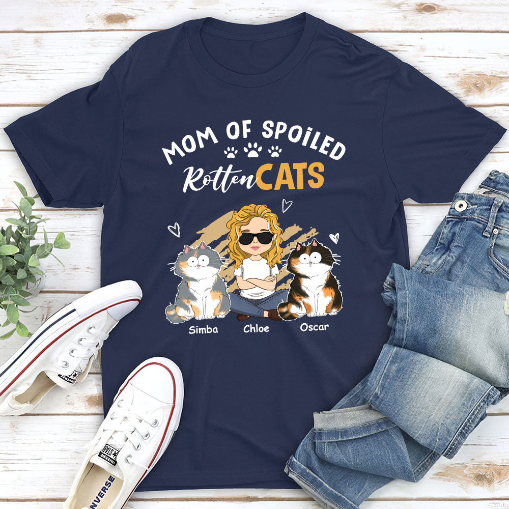 Spoiled Cats Funny Personalized Custom Unisex 5.3 oz Heavy Cotton T-shirt - Ideal Gift for Pet Lovers