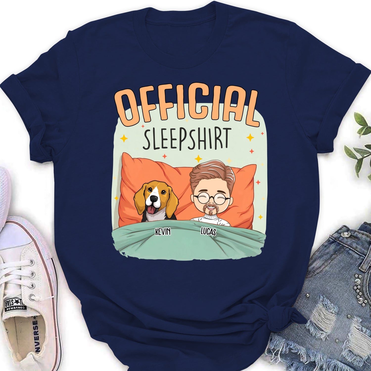 Unique Personalized Custom Women's Sleep With My Dog T-shirt