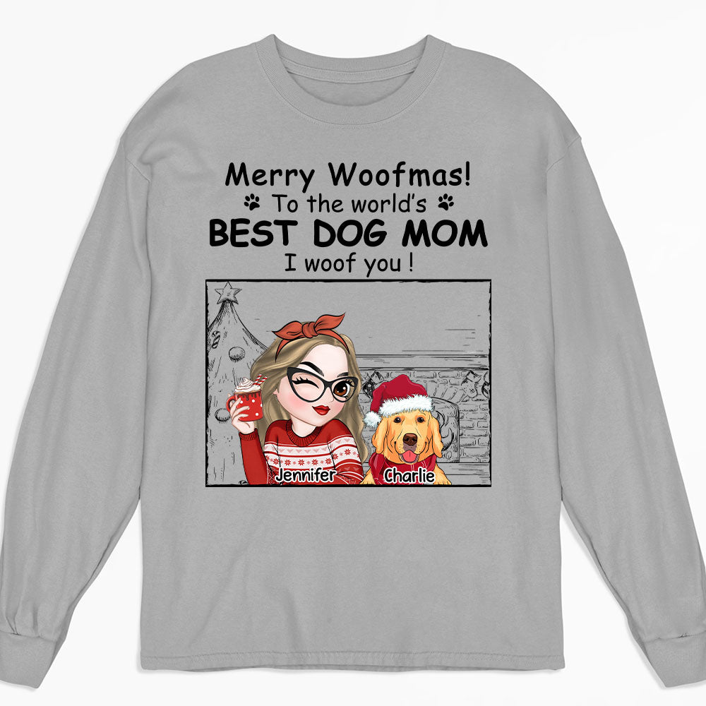 Best Dog Mom Christmas - Personalized Custom Long Sleeve T-shirt for Pet Lovers