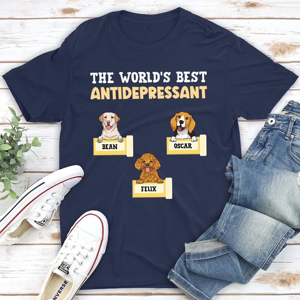 The World's Best Antidepressant - Personalized Custom Unisex 5.3 oz T-shirt for Pet Lovers