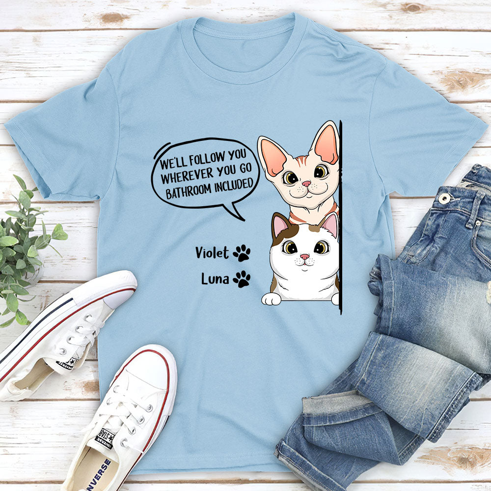 Cat Stalker - Customizable Personalized Unisex 5.3 oz T-shirt for Pet Lovers