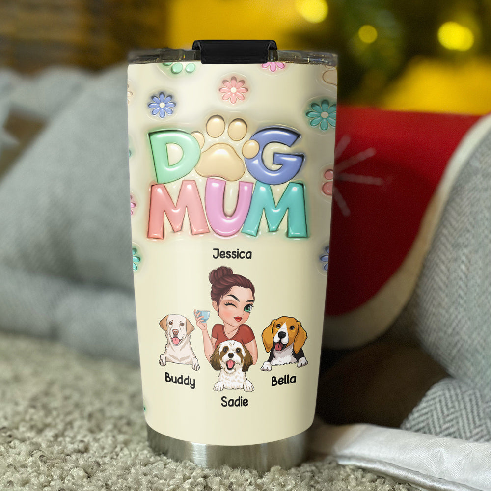 Unique Personalized Custom 3D Inflated Effect Tumbler for Dog Moms and Their Babies
