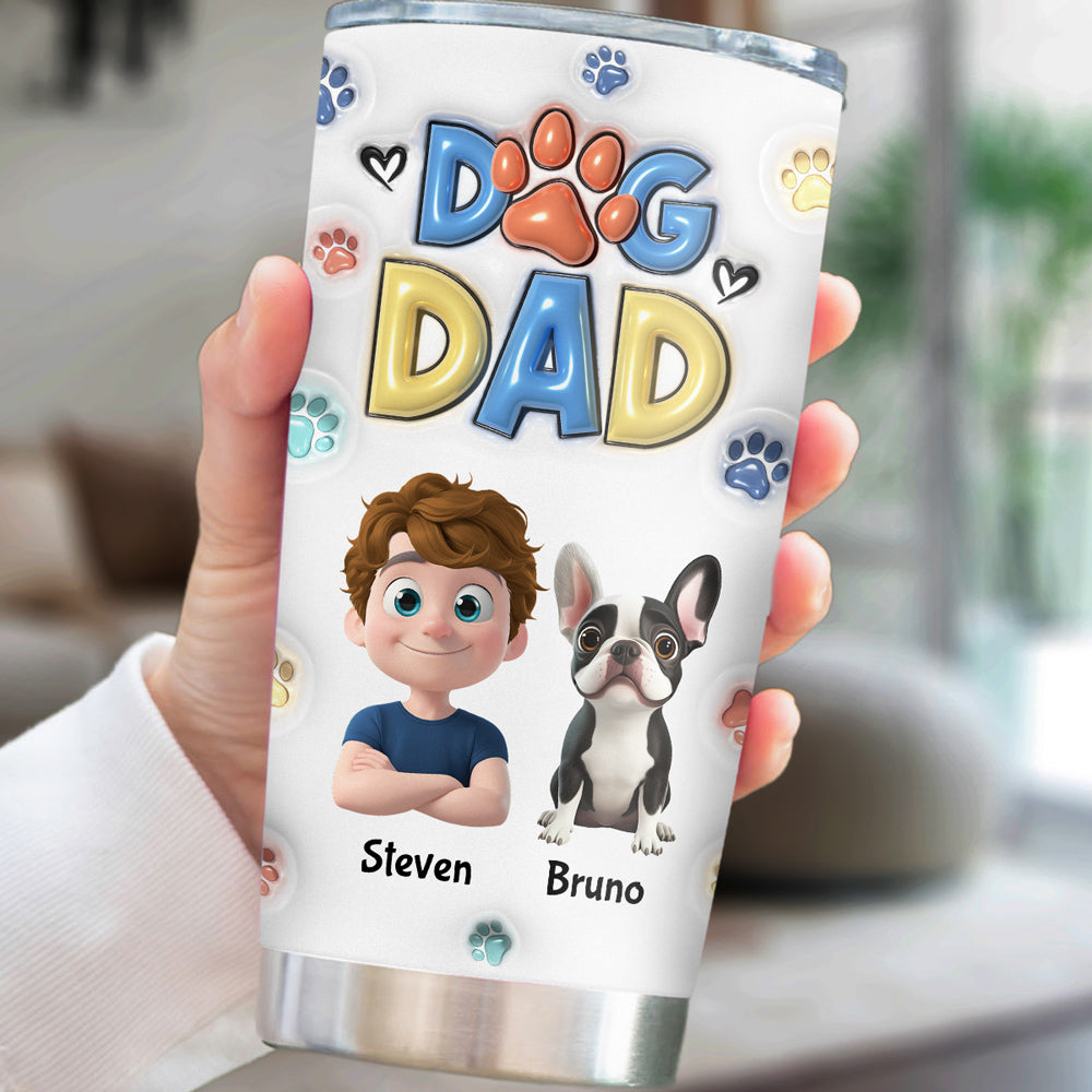 Thank You My Dog Mom Dad - Personalized Custom 3D Inflated Effect 20oz Stainless Steel Tumbler for All Occasions