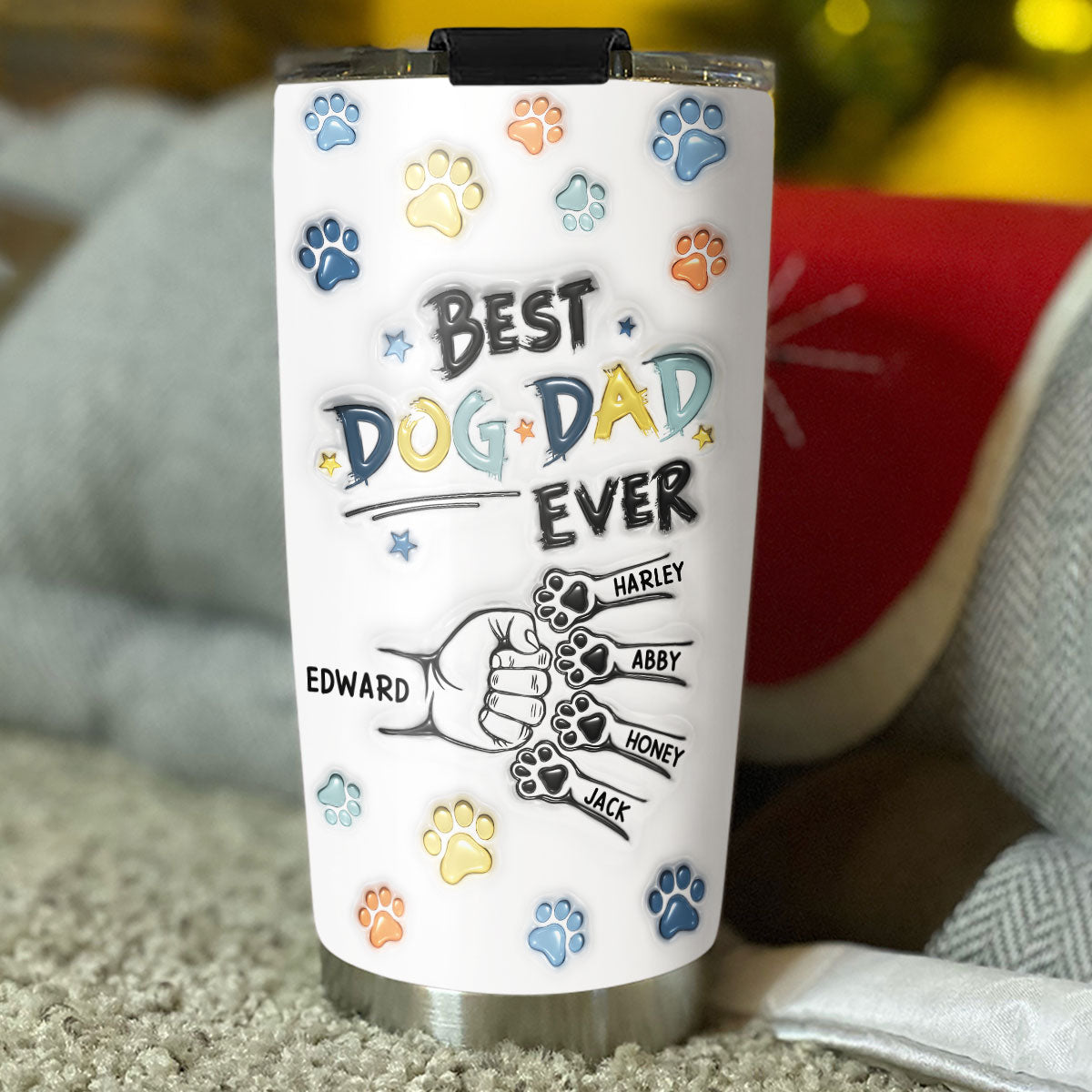 Best Personalized Custom 3D Inflated Effect Stainless Steel Tumbler for Dog Dads