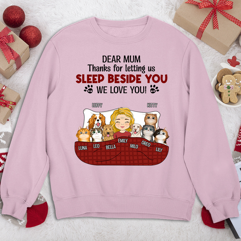 Letting Us Sleep Beside You - Customizable Personalized Unisex 8.0 oz Sweatshirt for Pet Lovers