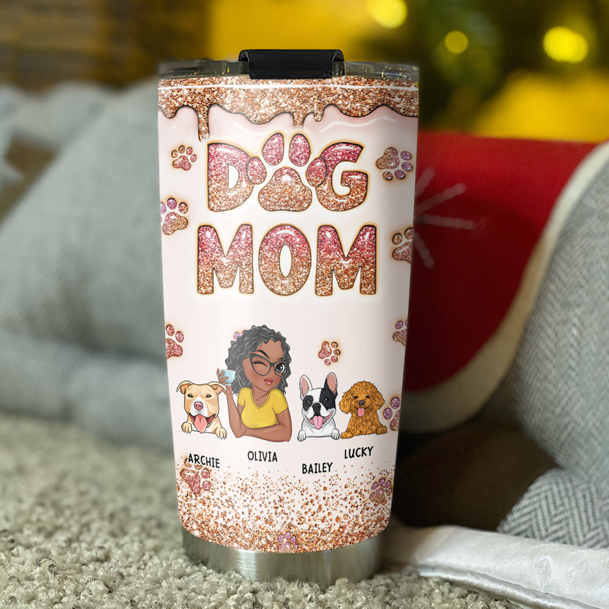 Exquisite Personalized Custom 3D Inflated Effect Tumbler for Lovely Dog Moms