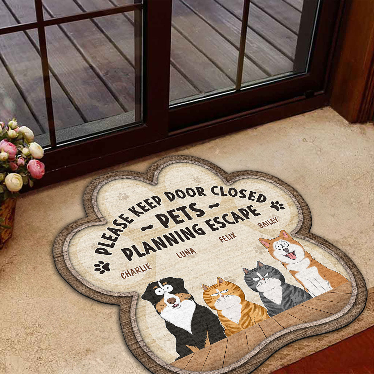 Personalized Custom Pets Planning Escape Doormat for Pet Lovers