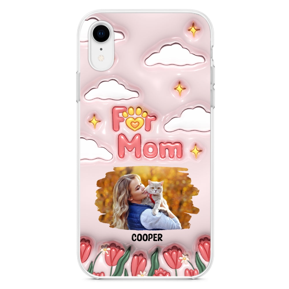 Personalized Custom 3D Inflated Effect 'I Love My Fur Mom' Photo Phone Case - Stylish and Protective