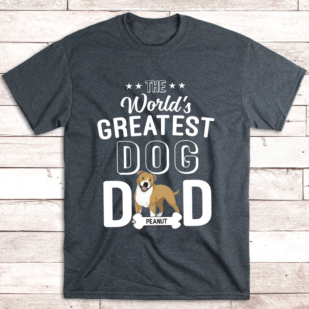 The Greatest Dog Dad - Personalized Custom Unisex 5.3 oz T-shirt for Pet Lovers