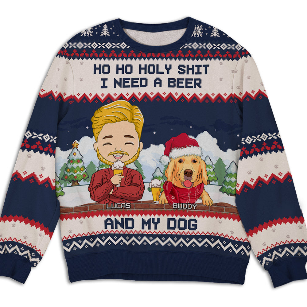 Beer & Dog - Stylish Personalized Custom All-Over-Print Unisex Sweatshirt for Pet Lovers