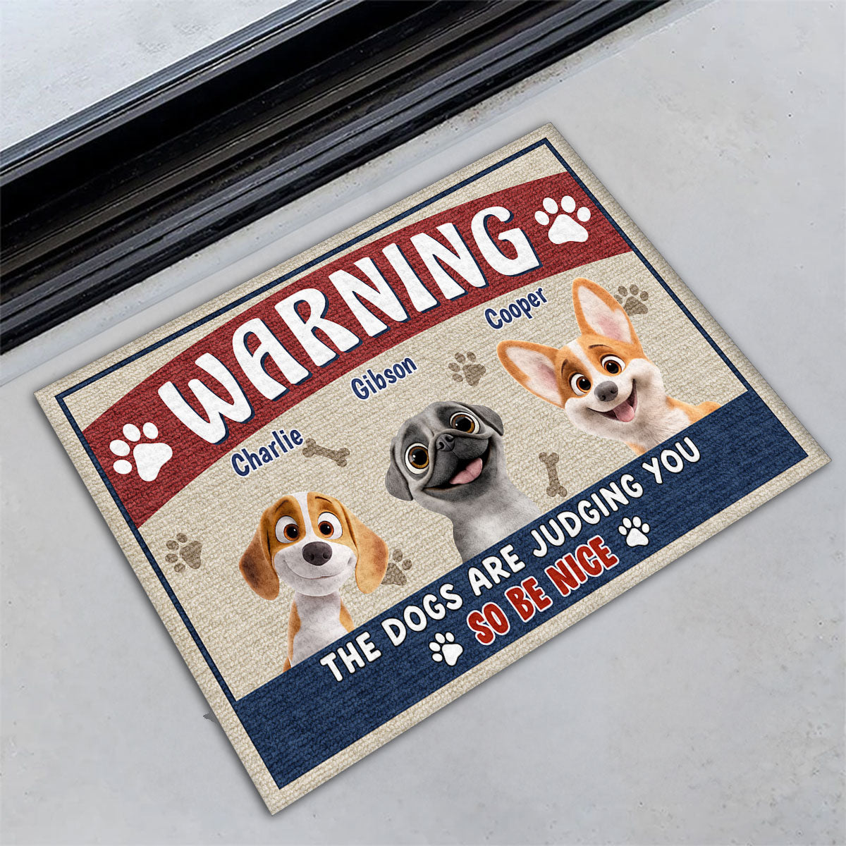 Personalized Custom Doormat - Dogs Are Judging You, Be Nice! Ideal for Pet Lovers